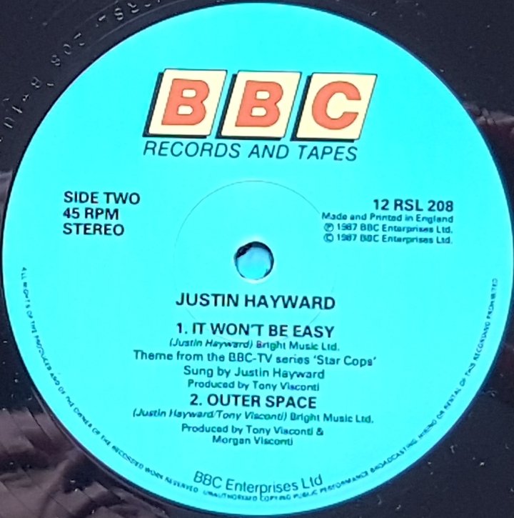 12 RSL 208 It won't be easy (Star cops) Justin Hayward / Tony Visconti from the BBC records and Tapes library Label
